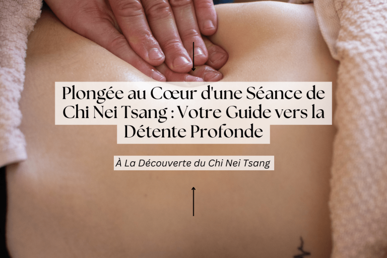 Une séance apaisante de Chi Nei Tsang, où un praticien applique un massage abdominal ciblé pour soulager le syndrome du côlon irritable.
